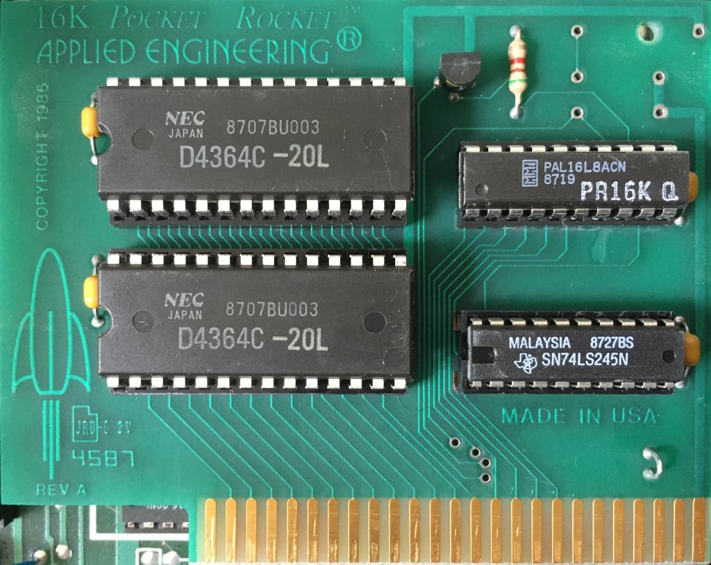 Apple II Plus Applied Engineering 16K Pocket Rocket card