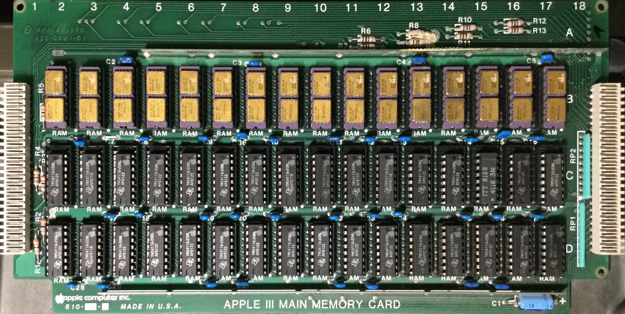 Apple III main memory card, 12V RAM