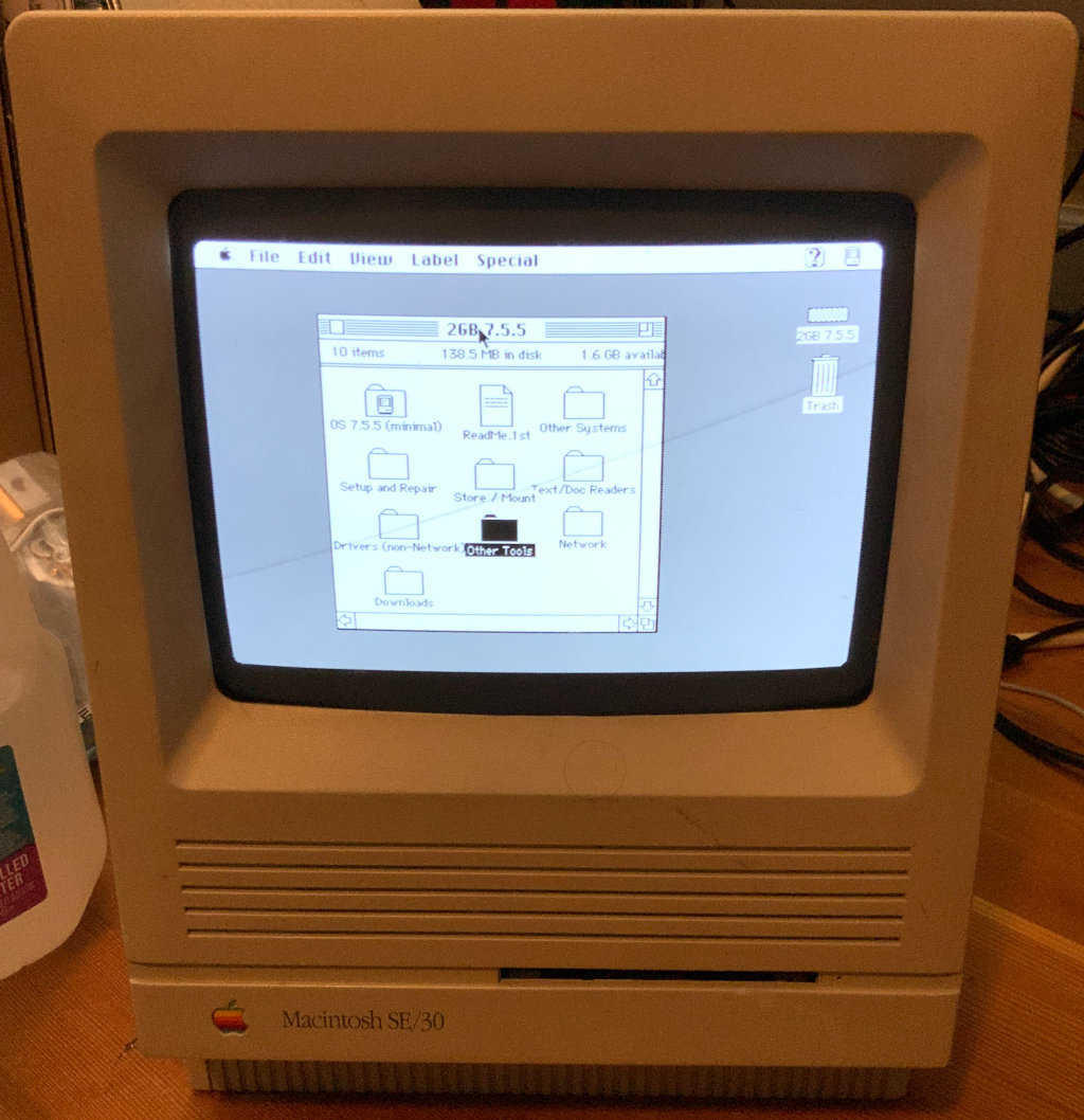 Apple Macintosh SE/30 booted from an SCSI2SD drive